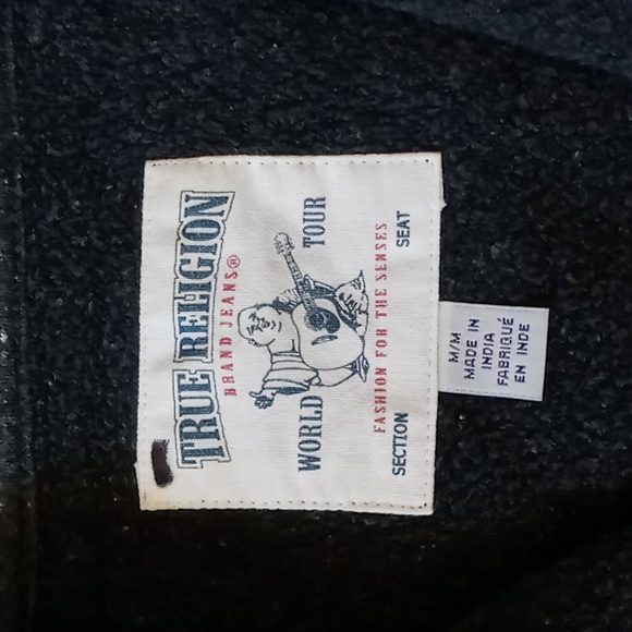 True Religion Women's Big T Zip Hoodie Heather Gray Size M - Picture 11 of 14